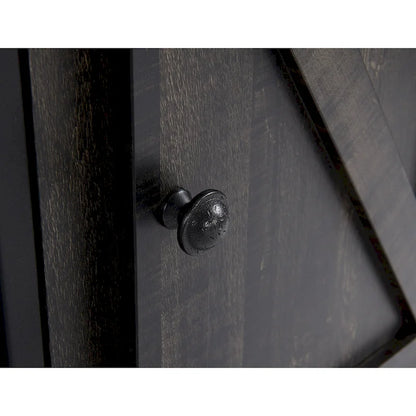 Rustic Dark Wood TV Stand With Fireplace