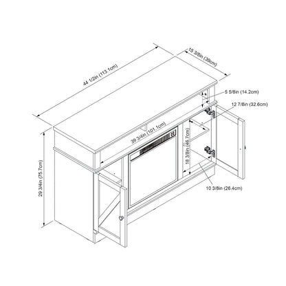 Rustic Dark Wood TV Stand With Fireplace