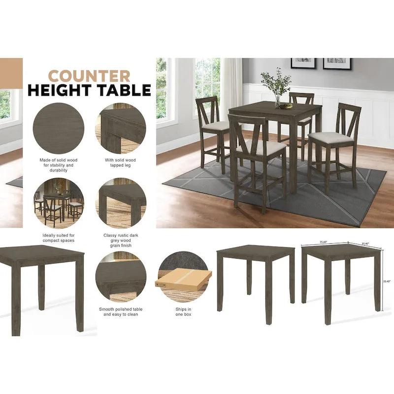 CraftPorch Simple Classy Square Counter Height Dining Table - Grey