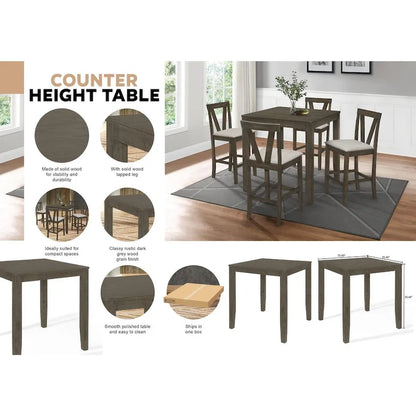 CraftPorch Simple Classy Square Counter Height Dining Table - Grey