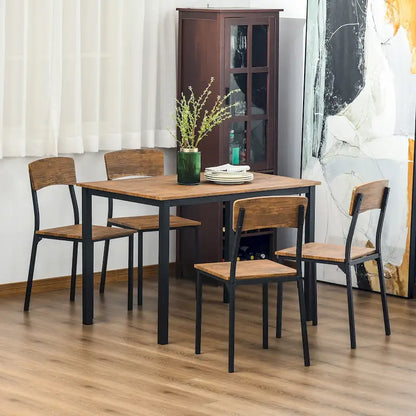 HOMCOM 5 Piece Modern Industrial Dining Table and Chairs Set for Small Space, kitchen, Dining room