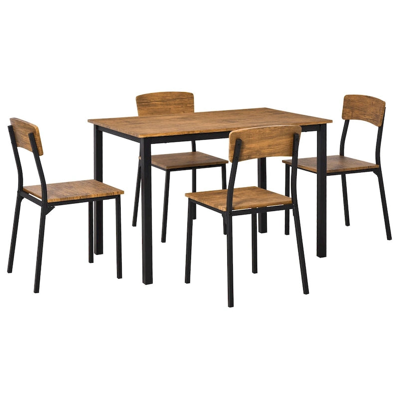 HOMCOM 5 Piece Modern Industrial Dining Table and Chairs Set for Small Space, kitchen, Dining room