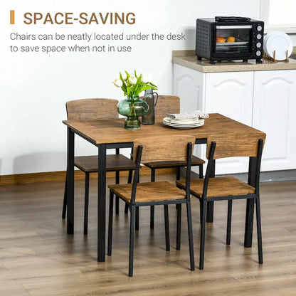 HOMCOM 5 Piece Modern Industrial Dining Table and Chairs Set for Small Space, kitchen, Dining room