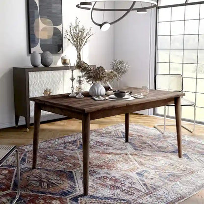 Furniture of America Sevo Midcentury Modern Brown 59-inch Dining Table