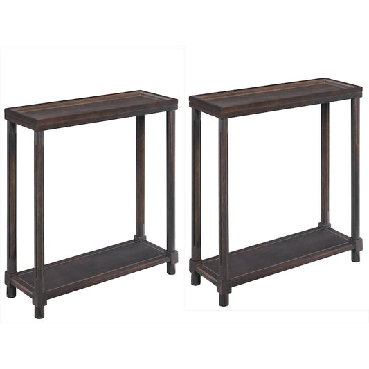 NewRidge Home Goods Harrison Narrow Side Tables, Espresso, Set of 2