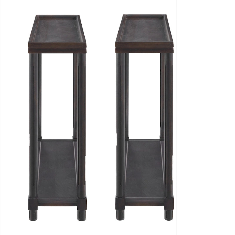 NewRidge Home Goods Harrison Narrow Side Tables, Espresso, Set of 2