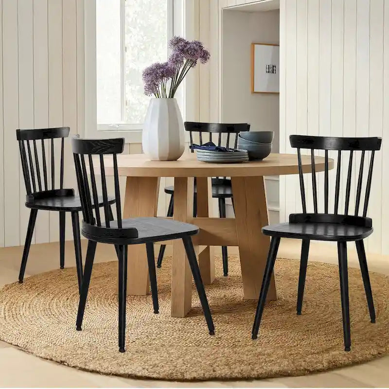 Farmhouse Windsor Dining Chairs with Spindle Back - 33.3H x 17.4W x 19.7D
