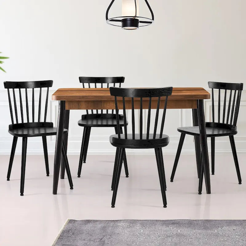 Farmhouse Windsor Dining Chairs with Spindle Back - 33.3H x 17.4W x 19.7D