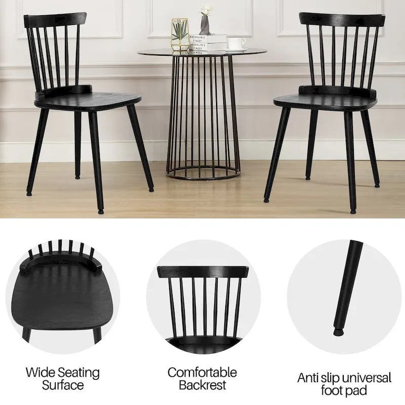 Farmhouse Windsor Dining Chairs with Spindle Back - 33.3H x 17.4W x 19.7D