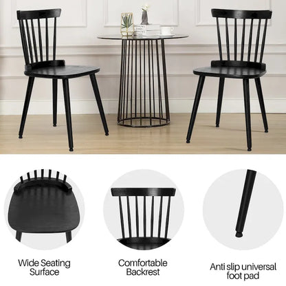 Farmhouse Windsor Dining Chairs with Spindle Back - 33.3H x 17.4W x 19.7D