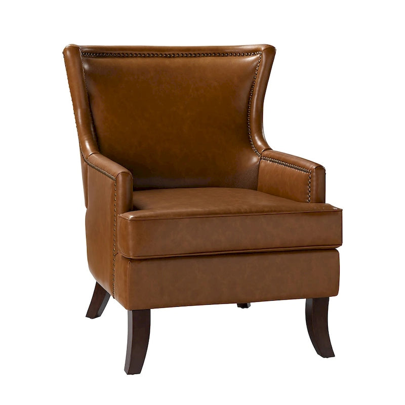 Angeles Mid-century Modern Ergonomic Vegan Leather Armchair with Wingback by HULALA HOME