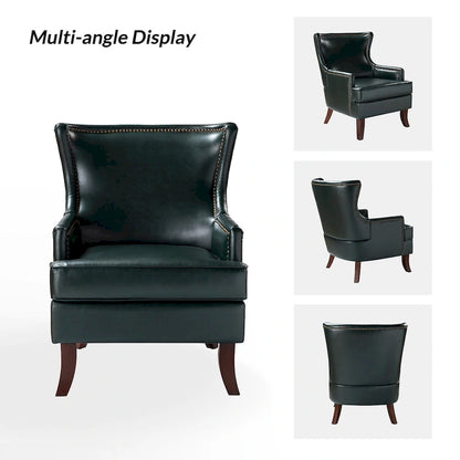 Angeles Mid-century Modern Ergonomic Vegan Leather Armchair with Wingback by HULALA HOME