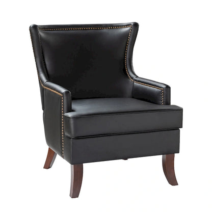 Angeles Mid-century Modern Ergonomic Vegan Leather Armchair with Wingback by HULALA HOME