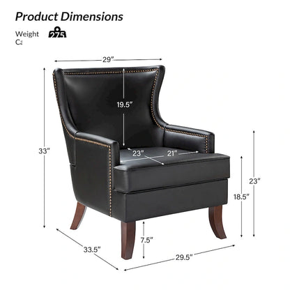 Angeles Mid-century Modern Ergonomic Vegan Leather Armchair with Wingback by HULALA HOME