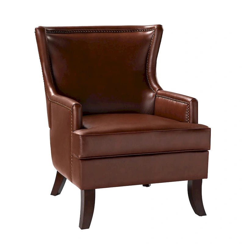 Angeles Mid-century Modern Ergonomic Vegan Leather Armchair with Wingback by HULALA HOME