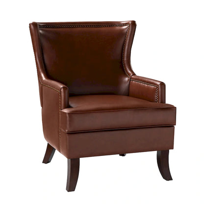 Angeles Mid-century Modern Ergonomic Vegan Leather Armchair with Wingback by HULALA HOME