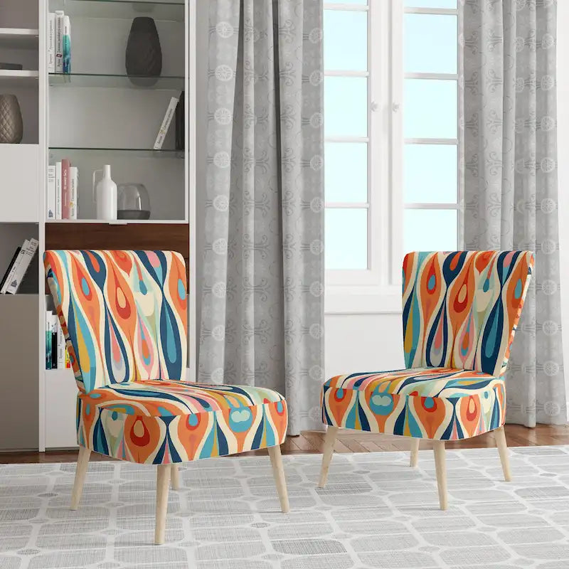 Designart Retro Abstract Drops XI Upholstered Modern Geometric Accent Chair and Modern & Contemporary Arm Chair