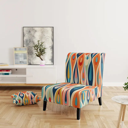 Designart Retro Abstract Drops XI Upholstered Modern Geometric Accent Chair and Modern & Contemporary Arm Chair