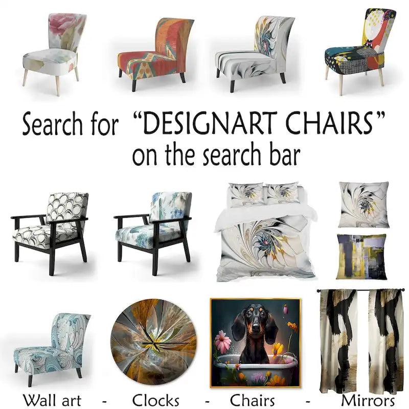 Designart Retro Abstract Drops XI Upholstered Modern Geometric Accent Chair and Modern & Contemporary Arm Chair