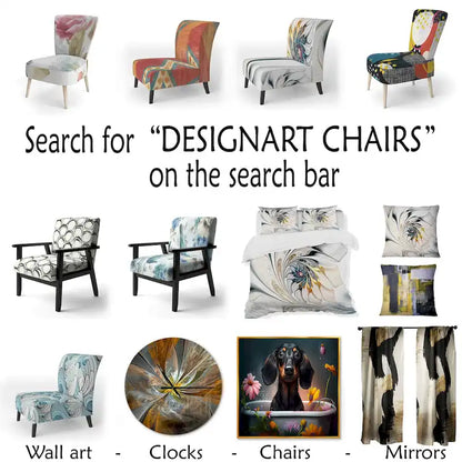 Designart Retro Abstract Drops XI Upholstered Modern Geometric Accent Chair and Modern & Contemporary Arm Chair