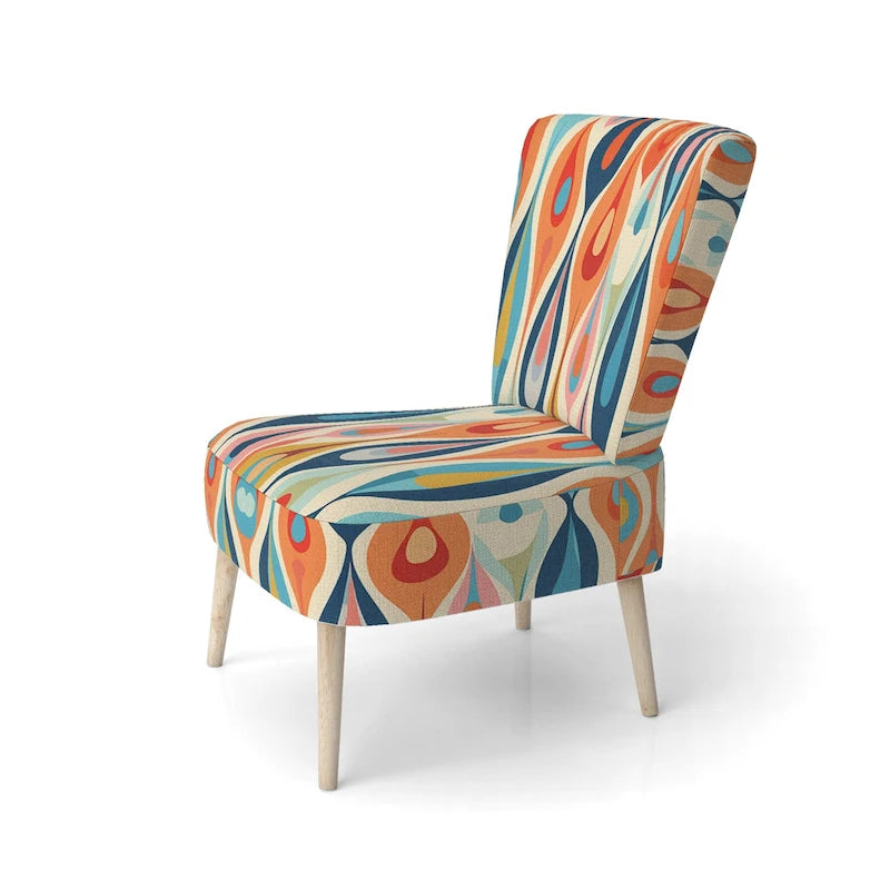 Designart Retro Abstract Drops XI Upholstered Modern Geometric Accent Chair and Modern & Contemporary Arm Chair