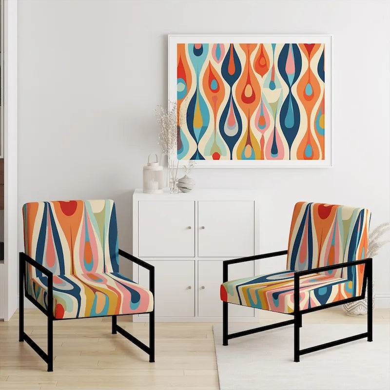 Designart Retro Abstract Drops XI Upholstered Modern Geometric Accent Chair and Modern & Contemporary Arm Chair