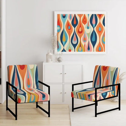 Designart Retro Abstract Drops XI Upholstered Modern Geometric Accent Chair and Modern & Contemporary Arm Chair