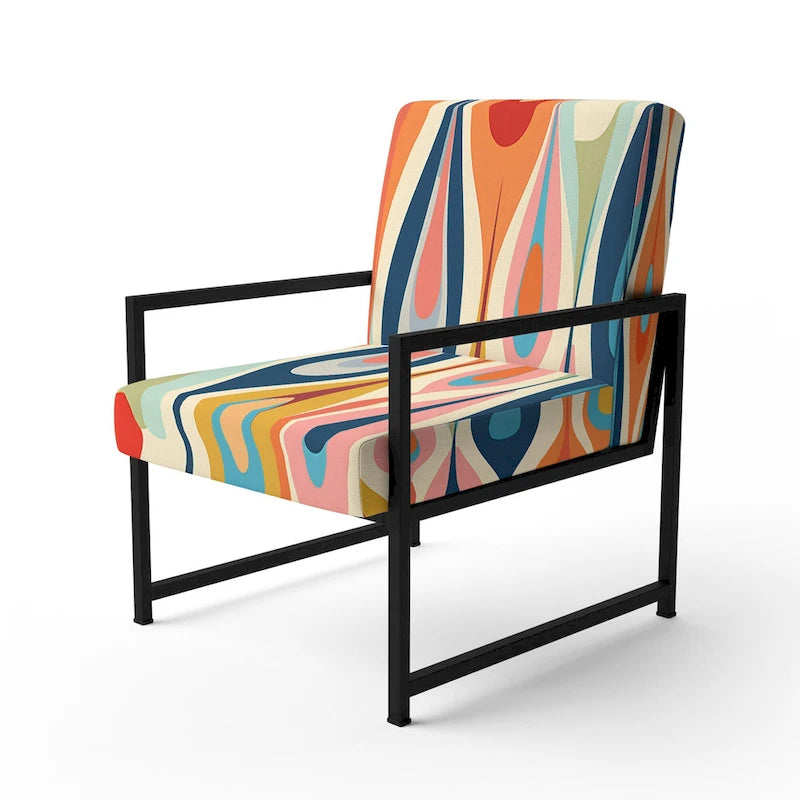 Designart Retro Abstract Drops XI Upholstered Modern Geometric Accent Chair and Modern & Contemporary Arm Chair