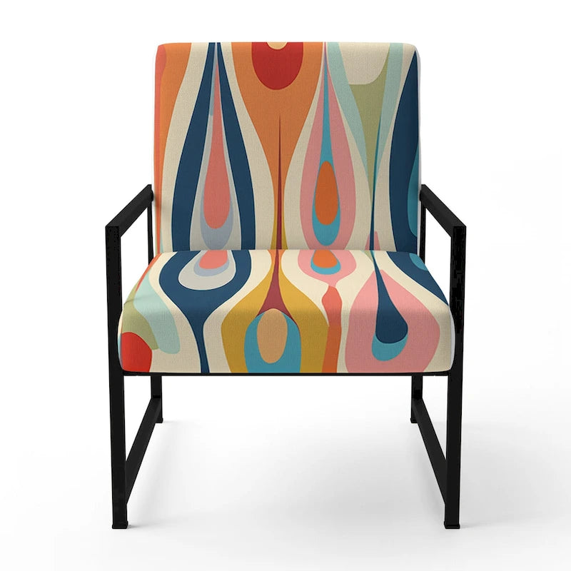 Designart Retro Abstract Drops XI Upholstered Modern Geometric Accent Chair and Modern & Contemporary Arm Chair
