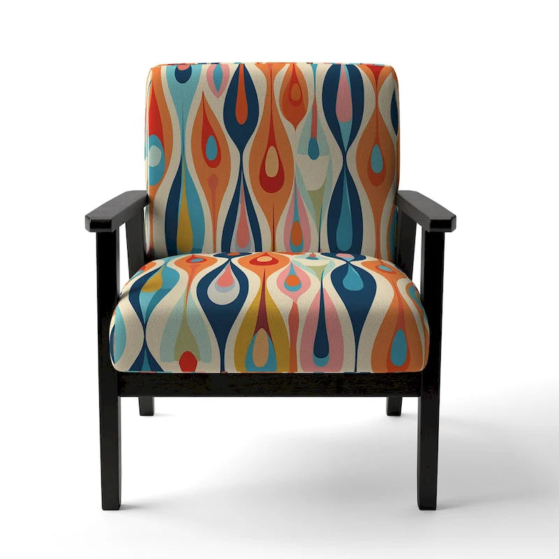 Designart Retro Abstract Drops XI Upholstered Modern Geometric Accent Chair and Modern & Contemporary Arm Chair
