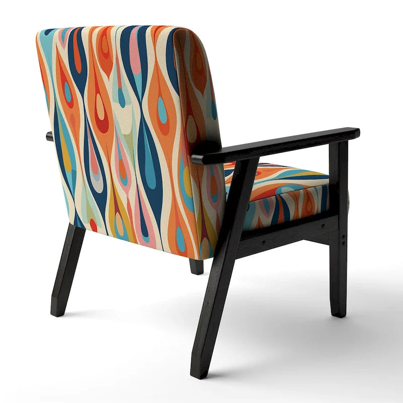 Designart Retro Abstract Drops XI Upholstered Modern Geometric Accent Chair and Modern & Contemporary Arm Chair
