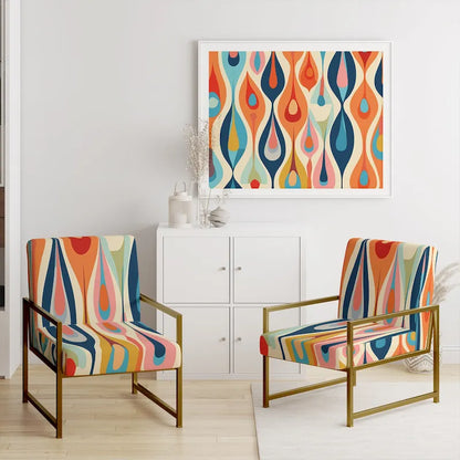 Designart Retro Abstract Drops XI Upholstered Modern Geometric Accent Chair and Modern & Contemporary Arm Chair
