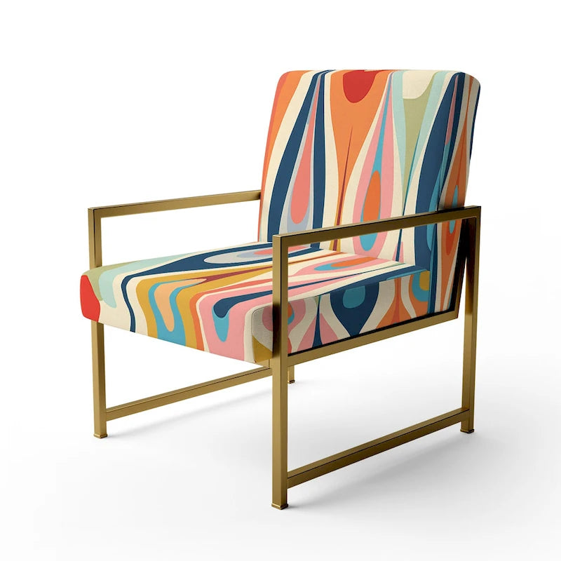 Designart Retro Abstract Drops XI Upholstered Modern Geometric Accent Chair and Modern & Contemporary Arm Chair