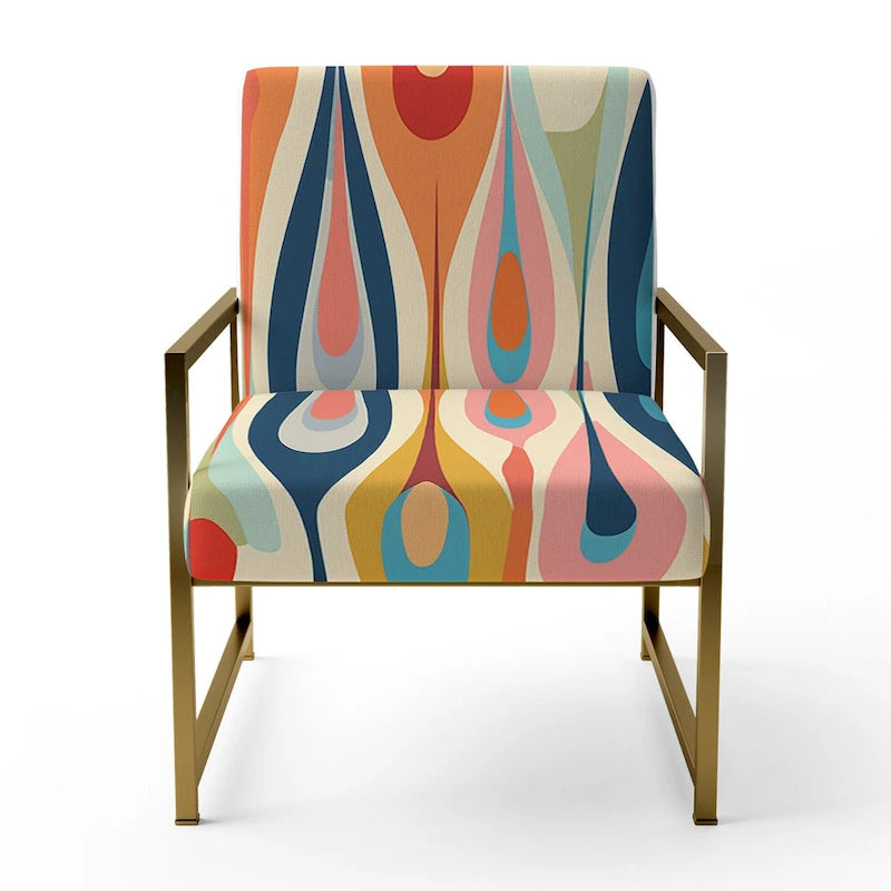 Designart Retro Abstract Drops XI Upholstered Modern Geometric Accent Chair and Modern & Contemporary Arm Chair