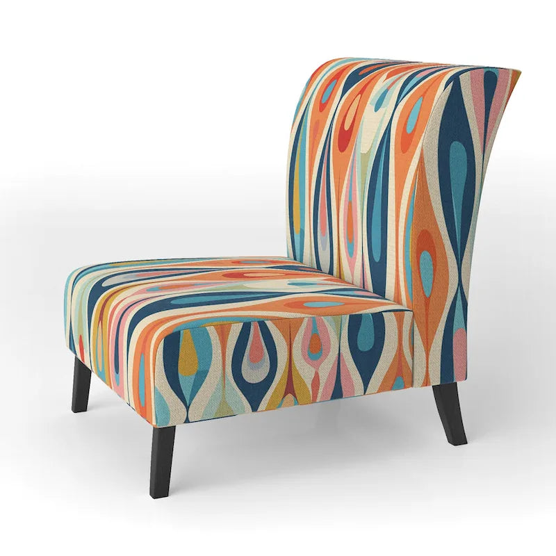 Designart Retro Abstract Drops XI Upholstered Modern Geometric Accent Chair and Modern & Contemporary Arm Chair