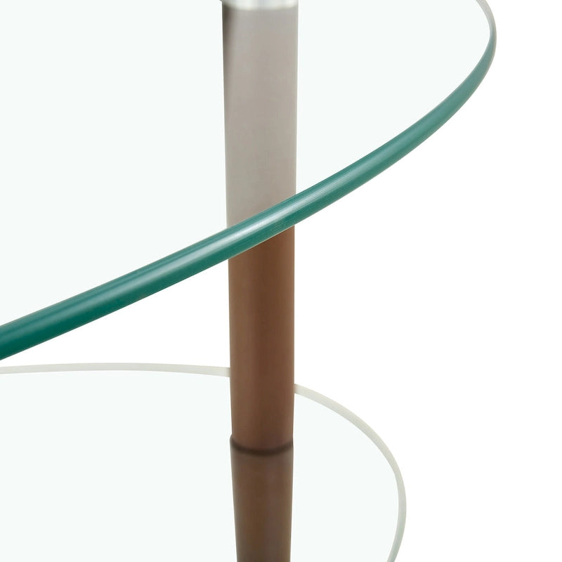 Oval glass coffee table, Transparent coffee table, modern table in living room with Oak wood legs, tea table