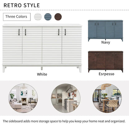 Nestfair Retro Sideboard with 4 Door Large Storage and Adjustable Shelves - N/A