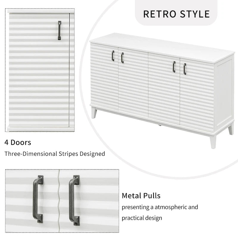 Nestfair Retro Sideboard with 4 Door Large Storage and Adjustable Shelves - N/A