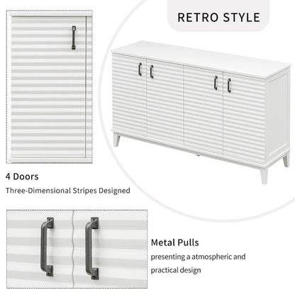 Nestfair Retro Sideboard with 4 Door Large Storage and Adjustable Shelves - N/A