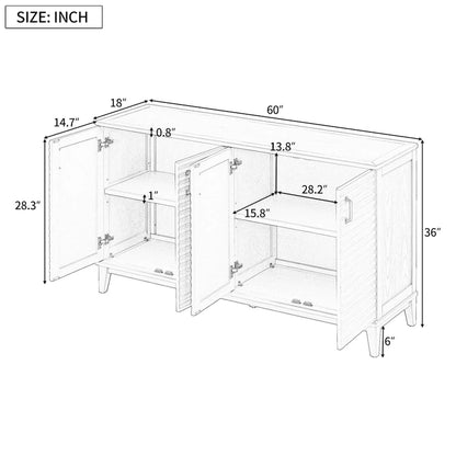 Nestfair Retro Sideboard with 4 Door Large Storage and Adjustable Shelves - N/A