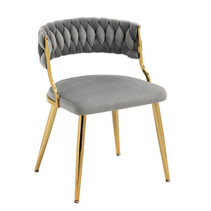 Set of 4 Velvet Dining Chair with Golden Metal Legs