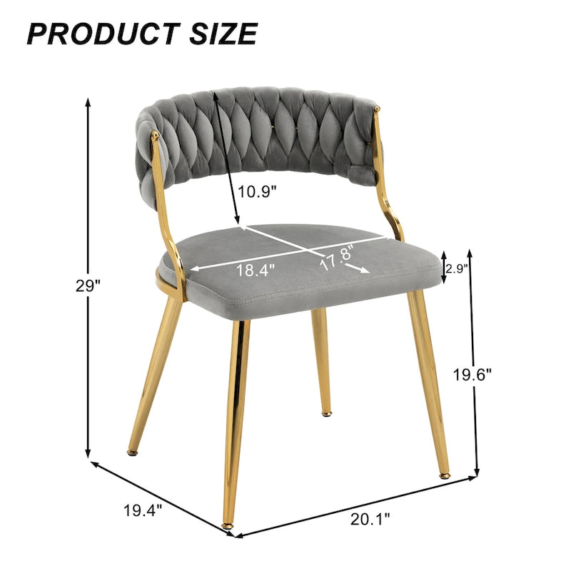 Set of 4 Velvet Dining Chair with Golden Metal Legs