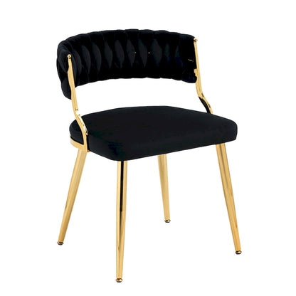 Set of 4 Velvet Dining Chair with Golden Metal Legs