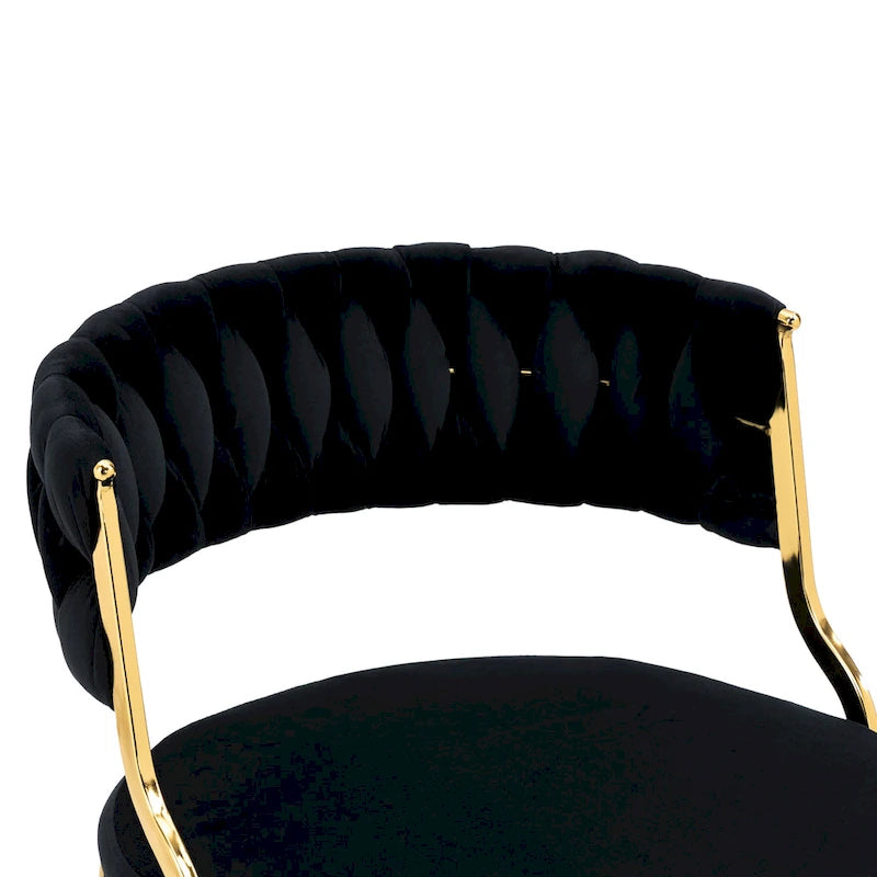 Set of 4 Velvet Dining Chair with Golden Metal Legs