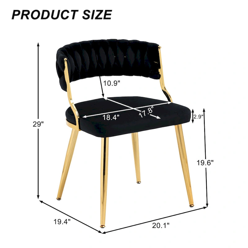 Set of 4 Velvet Dining Chair with Golden Metal Legs