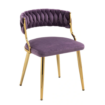 Set of 4 Velvet Dining Chair with Golden Metal Legs