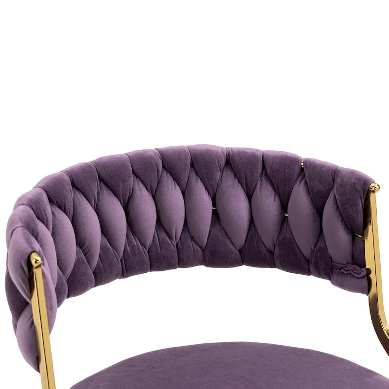 Set of 4 Velvet Dining Chair with Golden Metal Legs