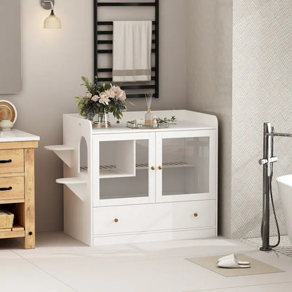 40 Cat-Friendly Litter Box Enclosure with Storage Bookcase Cabinet