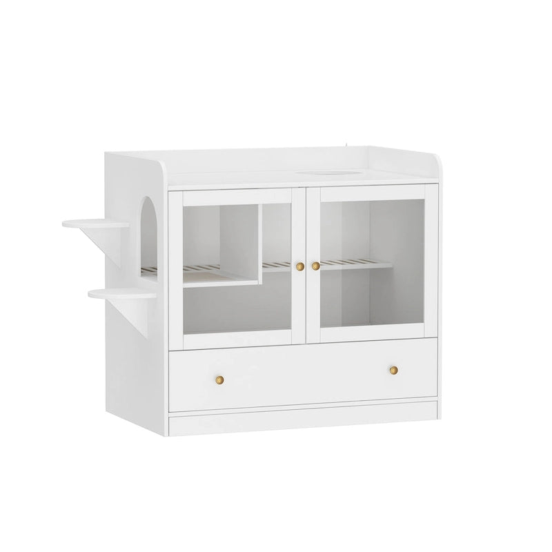 40 Cat-Friendly Litter Box Enclosure with Storage Bookcase Cabinet