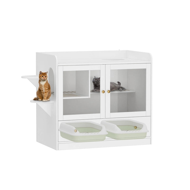 40 Cat-Friendly Litter Box Enclosure with Storage Bookcase Cabinet